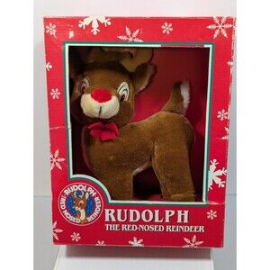 VINTAGE APPLAUSE PLUSH RUDOLPH THE RED-NOSED REINDEER Plush TOY In Original Box